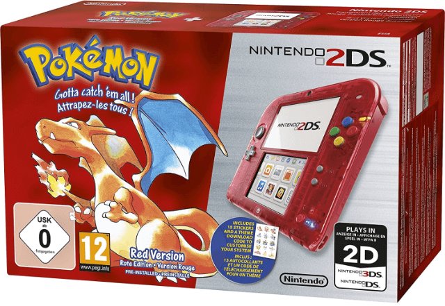 2DS Console Pokemon Red Edition box art for Nintendo 3DS